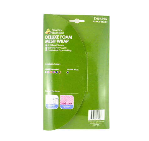 Donna Deluxe Olive Oil Foam Mesh Wrap + Vitamin E Treatment - Black